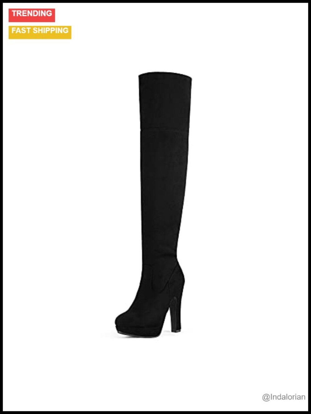 Faux Suede Thigh High Chunky Heel Platform Boots Over The Knee